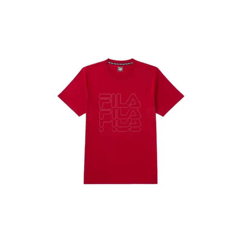 FILA T Shirts Men's Red 600 Crew Neck Moderate Straight Fit
