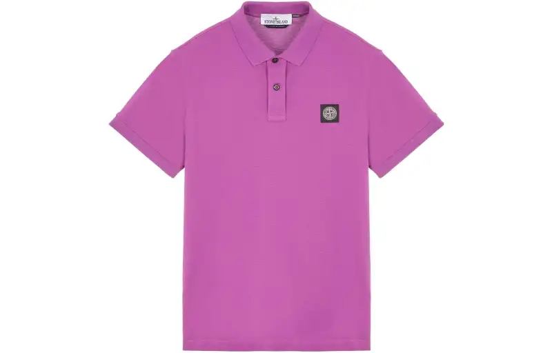 STONE ISLAND Polo Shirts Unisex Magenta Polo Collar Moderate Straight Fit