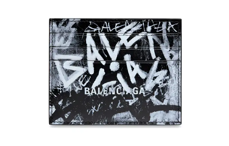 Balenciaga Lambskin Card Holder Men's Black
