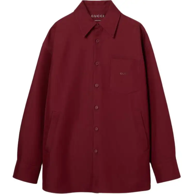 GUCCI Shirts Unisex Red Lapel Moderate Shirt