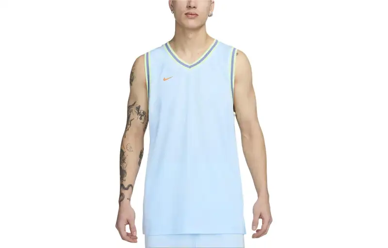 Nike Tank Tops Men's Blue V Neck Moderate Straight Fit