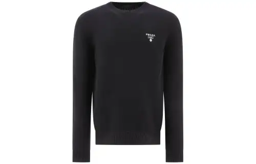 PRADA Logo Embroidered Crewneck Knit Sweater