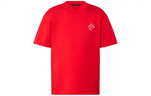 LOUIS VUITTON New Quarterly Products Of LV T Shirts Men's Red Crew Neck Moderate Straight Fit