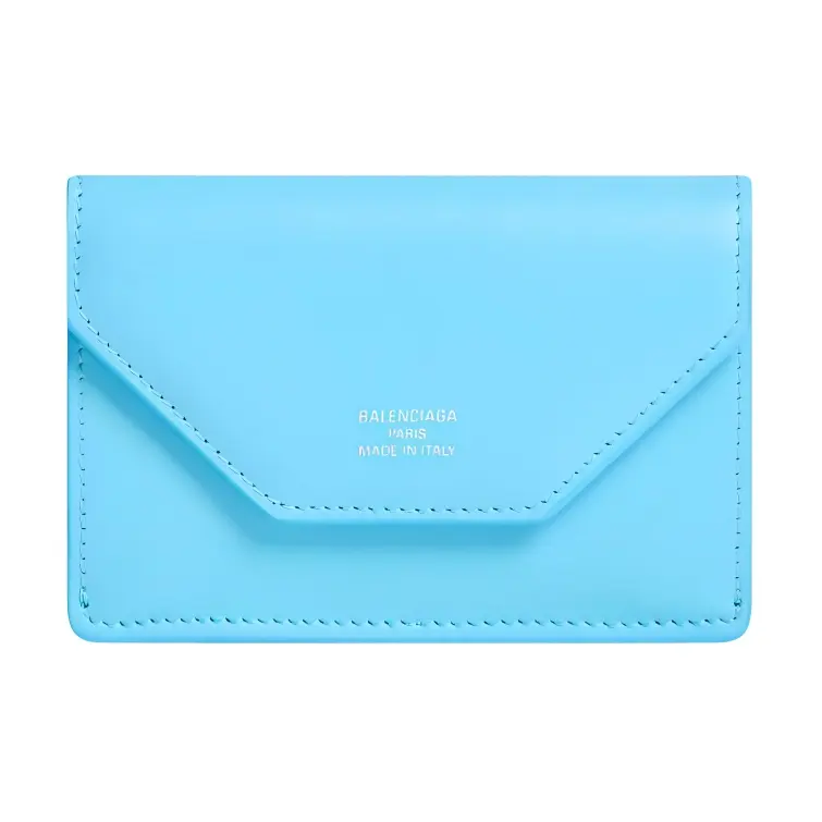 Balenciaga Smooth Calfskin Wallet Mini Women's Blue