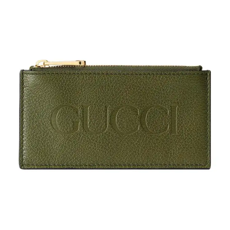 GUCCI Leather Card Holder Men's Forest Green