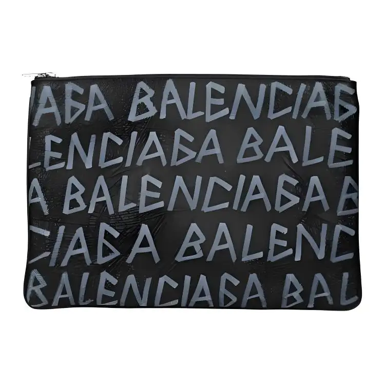 Balenciaga Leather Clutch Medium Unisex Black
