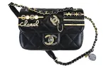 CHANEL Lambskin One Shoulder Handbag, Crossbody Bag Small Women's Black