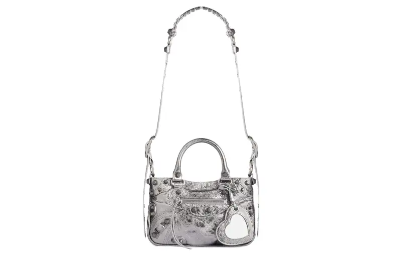 Balenciaga Women's Neo Cagole Small Tote Handbag Silver-tone