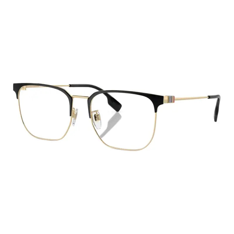 Burberry Metal Square Eyeglass Frames Men's Black Gold