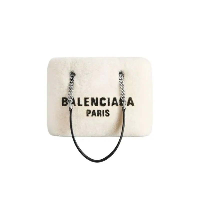 Balenciaga Lambskin Handbag Women's Light Beige