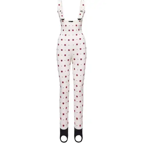 Moncler Grenoble Travel universal suspenders with zipper, ski ski suit, with snowflakes, print, simple and elegant design