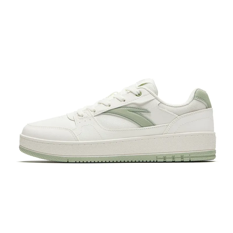 Anta Original 2 Abrasion Resistant Height Increasing Low top Skateboard Shoes Women's White Porcelain Glazed Green