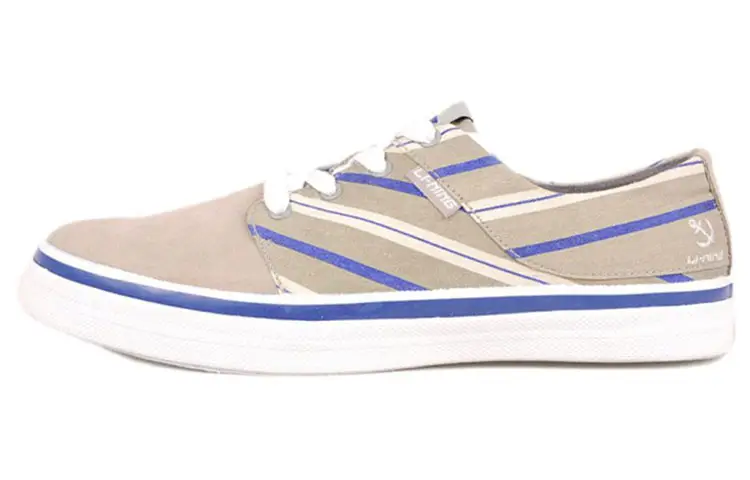Li Ning Comfortable Coverage Thermal Slip Resistant Low top Skateboard Shoes Men's Gray Blue White
