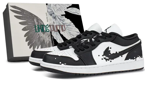 Jordan Air Jordan 1 Abrasion Resistant Low top Vintage Basketball Shoes Unisex Black