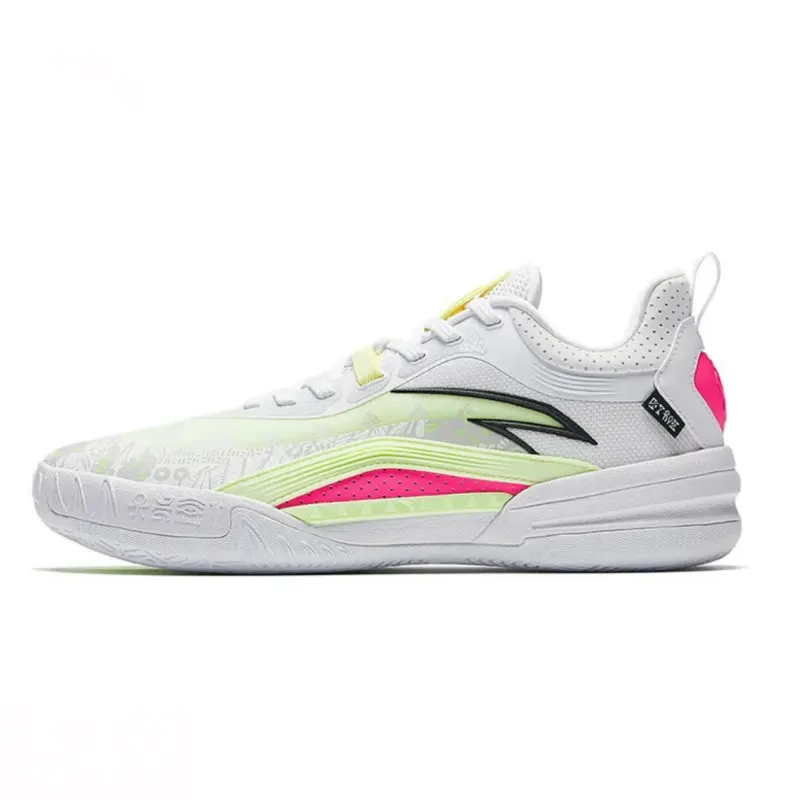 Anta Cushioning Slip Resistant Abrasion Resistant Low top Basketball Shoes Men's White Green
