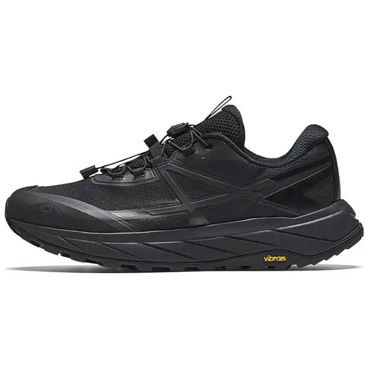 Anta Walker Cushioning Slip Resistant Abrasion Resistant Low top Hiking Shoes Men's Basic Black