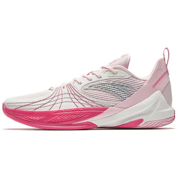 Anta Quick Decision 6 Slip Resistant, Abrasion Resistant, Breathable Low top Basketball Shoes Men's Pink White