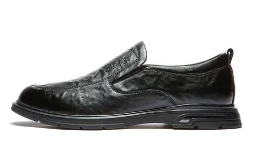 Jeep Casual Leather Shoes Men's Low Top Black