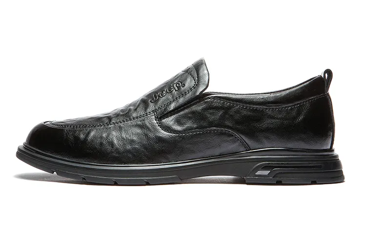 Jeep Casual Leather Shoes Men's Low Top Black