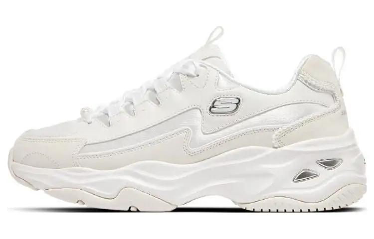 Skechers D'Lites 4.0 4.0 Comfortable Low top Chunky Sneakers Women's White Silver