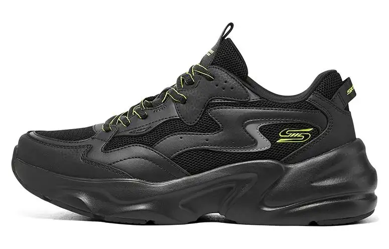 Skechers D'LITES Mesh Cushioning Breathable Impact Resistant Low top Chunky Sneakers Men's Black