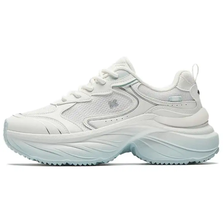 Anta Cloud Rising Breathable Height Increasing Low top Chunky Sneakers Women's Papyrus White Silver