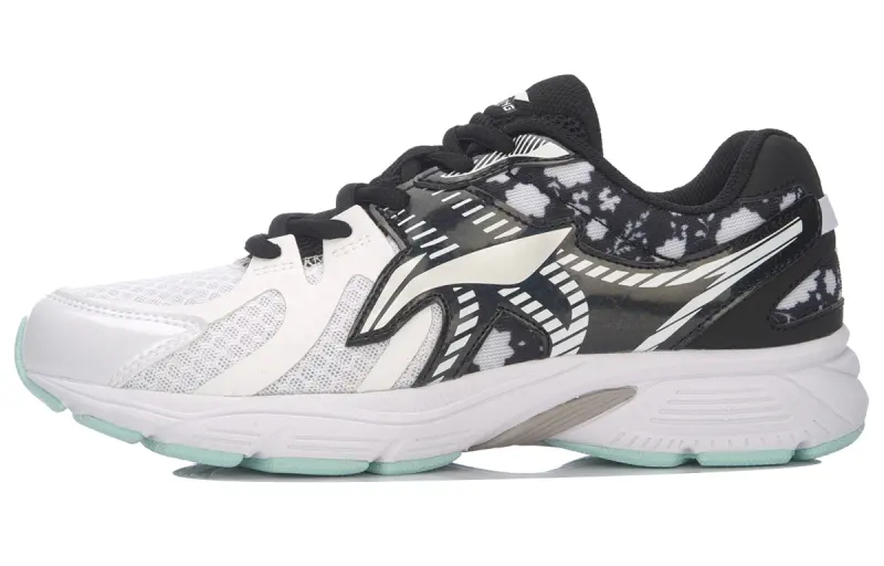 LiNing Slip Resistant Cushioning Abrasion Resistant Breathable Low Top Running Shoes Women's White Black