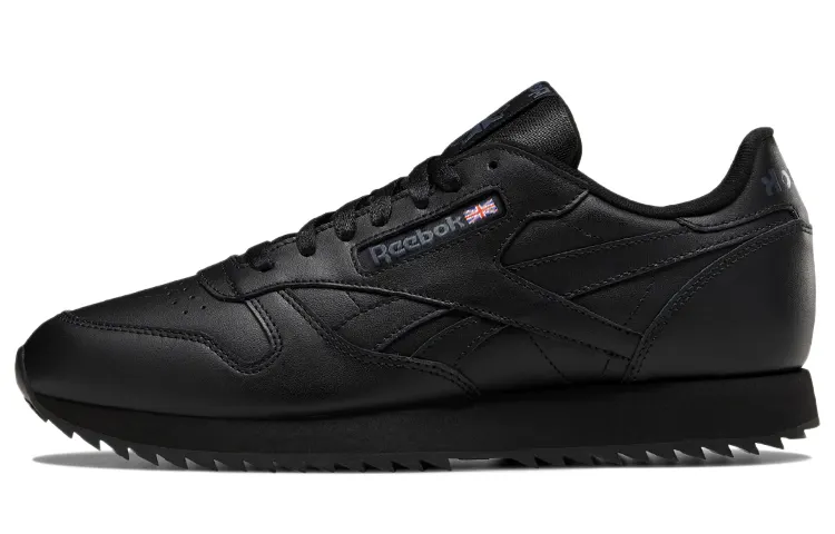 Reebok Classic Leather Running Shoes Men's Low Top Extreme Night Black
