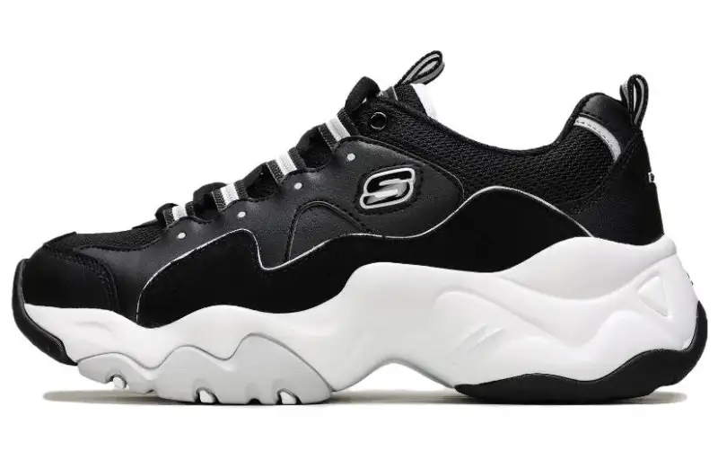Skechers D'LITES 3.0 Zenway Cushioning Abrasion Resistant Breathable Low top Chunky Sneakers Women's Black