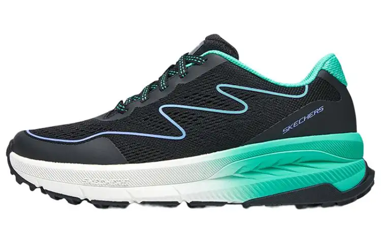 Skechers Textile, Artificial Leather Low top Running Shoes Women's Black Green