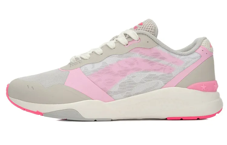 Li Ning Textile, TPU Cushioning Lightweight Abrasion Resistant Slip Resistant Low top Running Shoes Women's Gray Pink
