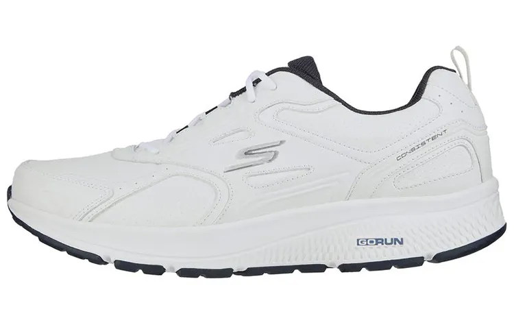Skechers Go Run Consistent Leather Cushioning Abrasion Resistant Low top Running Shoes Men's Black White