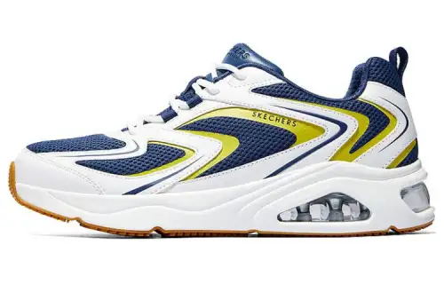 Skechers Fabric Wear resistant And Lightweight Low top Casual Running Shoes Men's White Blue