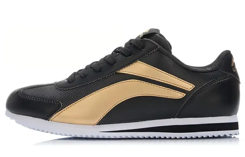 Li Ning Cushioning Slip Resistant Abrasion Resistant Low top Running Shoes Men's Black Gold