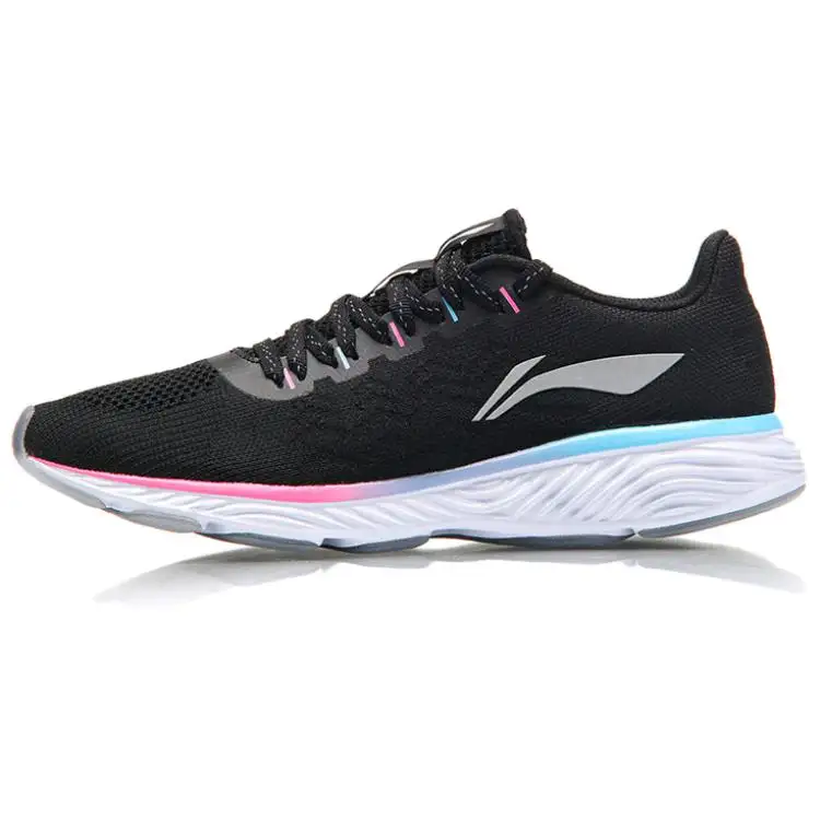 Li Ning Cushioning Abrasion Resistant Breathable Low top Running Shoes Women's Black White Pink