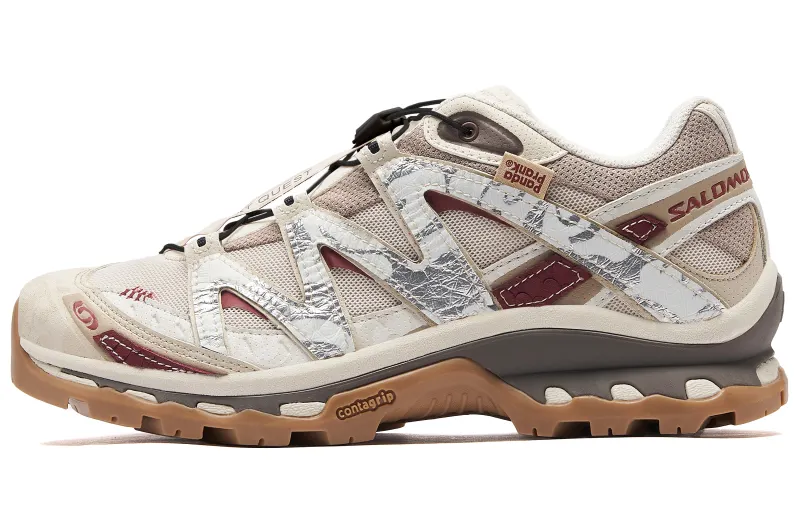 SALOMON XT Quest Slip Resistant Low top Running Shoes Unisex Silver Yellow Brown