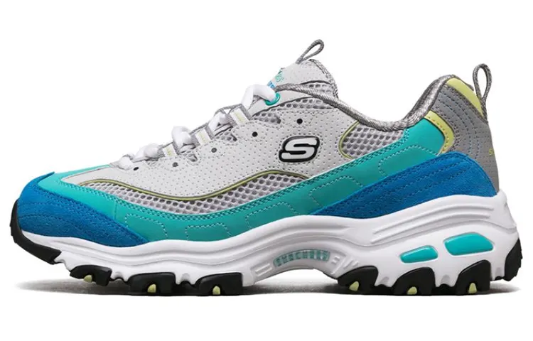 Skechers D'Lites 1.0 Textile, Leather Cushioning Abrasion Resistant Breathable Low top Casual Shoes Women's Turquoise