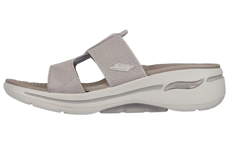 Skechers Go Walk Arch Fit Rubber Sole Slide Slippers Women's Natural