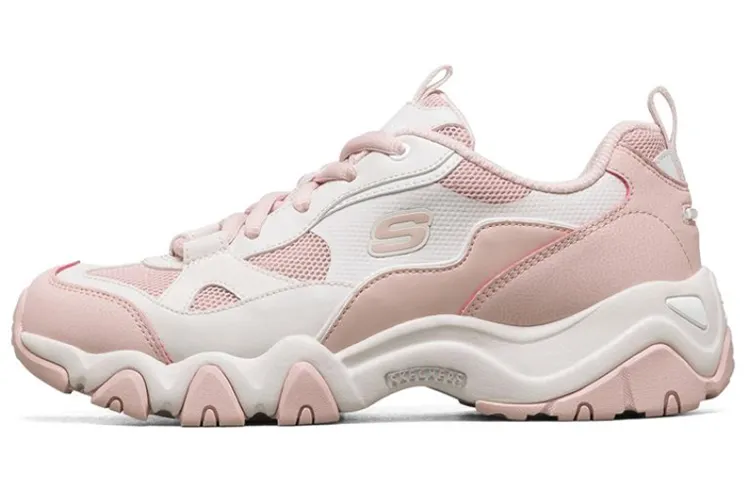 Skechers D'LITES 2.0 Mesh, Artificial Leather Comfortable Low top Casual Shoes Women's Peach Pink