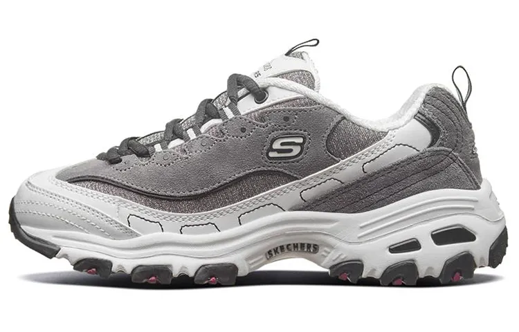 Skechers Textile, Synthetic Leather Low top Casual Shoes Women's Charcoal Gray