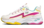 Skechers D'Lites 4.0 Mesh, Artificial Leather Low top Casual Shoes Women's Pink White Yellow