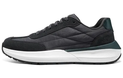 Skechers Global Jogger Artificial Leather Abrasion Resistant Abrasion Resistant Low top Casual Shoes Men's Black Gray