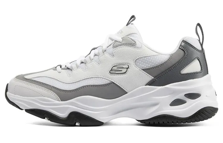 Skechers D'Lites 4.0 Textile, Leather Low top Casual Shoes Men's White Gray