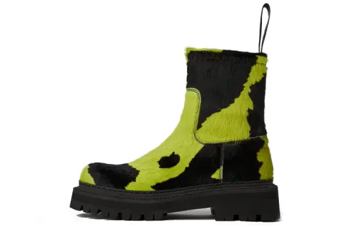 CAMPERLAB Cow Leather Ankle Boots Black Green