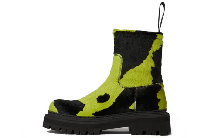 CAMPERLAB Cow Leather Ankle Boots Black Green