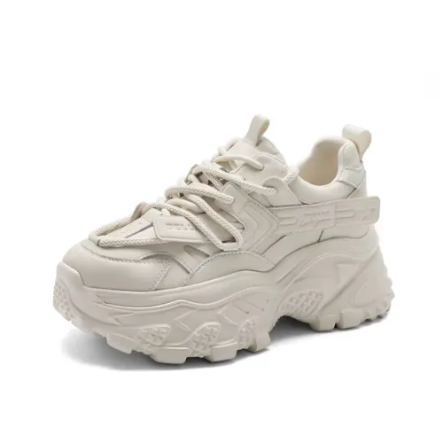 MXGM Microfiber Leather Cushioning Slip Resistant Abrasion Resistant Low top Chunky Sneakers Women's