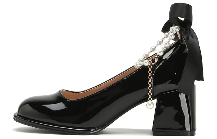 KATHRYN WILSON Patent Leather Chunky Heel High Heels 6CM Women's