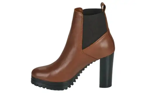 Tommy Hilfiger Leather Short Chelsea Boots 10cm Women's Brown
