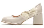 KATHRYN WILSON Patent Leather Chunky Heel High Heels 6CM Women's