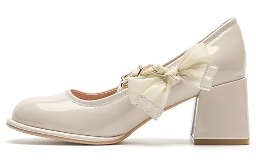 KATHRYN WILSON Patent Leather Chunky Heel High Heels 6CM Women's
